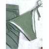 imageWomens 4 Piece Swimsuits Halter Triangle Bikini Sets Bathing Suit with Mesh Cover Up Skirt ampamp BandanaArmy Green