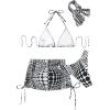 imageWomens 4 Piece Swimsuits Halter Triangle Bikini Sets Bathing Suit with Mesh Cover Up Skirt ampamp BandanaBlack and White