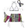 imageWomens 4 Piece Swimsuits Halter Triangle Bikini Sets Bathing Suit with Mesh Cover Up Skirt ampamp BandanaBlue and Green