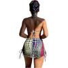 imageWomens 4 Piece Swimsuits Halter Triangle Bikini Sets Bathing Suit with Mesh Cover Up Skirt ampamp BandanaBlue and Green