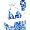 imageWomens 4 Piece Swimsuits Halter Triangle Bikini Sets Bathing Suit with Mesh Cover Up Skirt ampamp BandanaBlue and White