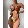 imageWomens 4 Piece Swimsuits Halter Triangle Bikini Sets Bathing Suit with Mesh Cover Up Skirt ampamp BandanaBurnt Orange