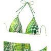 imageWomens 4 Piece Swimsuits Halter Triangle Bikini Sets Bathing Suit with Mesh Cover Up Skirt ampamp BandanaGreen