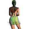 imageWomens 4 Piece Swimsuits Halter Triangle Bikini Sets Bathing Suit with Mesh Cover Up Skirt ampamp BandanaGreen