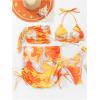 imageWomens 4 Piece Swimsuits Halter Triangle Bikini Sets Bathing Suit with Mesh Cover Up Skirt ampamp BandanaMint Orange