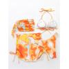 imageWomens 4 Piece Swimsuits Halter Triangle Bikini Sets Bathing Suit with Mesh Cover Up Skirt ampamp BandanaMint Orange