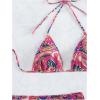 imageWomens 4 Piece Swimsuits Halter Triangle Bikini Sets Bathing Suit with Mesh Cover Up Skirt ampamp BandanaPink and Blue