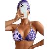 imageWomens 4 Piece Swimsuits Halter Triangle Bikini Sets Bathing Suit with Mesh Cover Up Skirt ampamp BandanaPurple