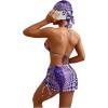 imageWomens 4 Piece Swimsuits Halter Triangle Bikini Sets Bathing Suit with Mesh Cover Up Skirt ampamp BandanaPurple