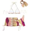 imageWomens 4 Piece Swimsuits Halter Triangle Bikini Sets Bathing Suit with Mesh Cover Up Skirt ampamp BandanaYellow