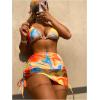 imageWomens 4 Piece Swimsuits Halter Triangle Bikini Sets Bathing Suit with Mesh Cover Up Skirt ampamp BandanaYellow and Blue