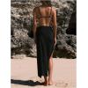 imageWomens Beach Cover Up Skirt 3D Flower Crochet Out High Split Swimsuit Bathing Suit Beach SkirtBlack