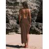 imageWomens Beach Cover Up Skirt 3D Flower Crochet Out High Split Swimsuit Bathing Suit Beach SkirtDark Brown