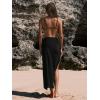 imageWomens Beach Cover Up Skirt 3D Flower Crochet Out High Split Swimsuit Bathing Suit Beach SkirtPure Black
