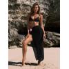 imageWomens Beach Cover Up Skirt 3D Flower Crochet Out High Split Swimsuit Bathing Suit Beach SkirtPure Black