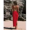imageWomens Beach Cover Up Skirt 3D Flower Crochet Out High Split Swimsuit Bathing Suit Beach SkirtPure Red