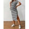 imageWomens Casual Striped Maternity Dress Short Sleeve Sleeve Split Thigh Bodycon Dresses Pregnancy ClothesBlack