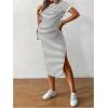 imageWomens Casual Striped Maternity Dress Short Sleeve Sleeve Split Thigh Bodycon Dresses Pregnancy ClothesGrey