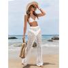 imageWomens Cover Up Beach Pants Hollow Out Drawstring High Elastic Waist Swimsuit Beach Cover Up PantsAll White