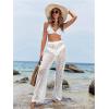 imageWomens Cover Up Beach Pants Hollow Out Drawstring High Elastic Waist Swimsuit Beach Cover Up PantsAll White