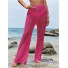 imageWomens Cover Up Beach Pants Hollow Out Drawstring High Elastic Waist Swimsuit Beach Cover Up PantsBright Hot Pink