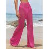 imageWomens Cover Up Beach Pants Hollow Out Drawstring High Elastic Waist Swimsuit Beach Cover Up PantsBright Hot Pink