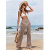 imageWomens Cover Up Beach Pants Hollow Out Drawstring High Elastic Waist Swimsuit Beach Cover Up PantsCoffee