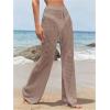 imageWomens Cover Up Beach Pants Hollow Out Drawstring High Elastic Waist Swimsuit Beach Cover Up PantsCoffee
