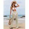 imageWomens Cover Up Beach Pants Hollow Out Drawstring High Elastic Waist Swimsuit Beach Cover Up PantsLight Apricot