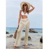 imageWomens Cover Up Beach Pants Hollow Out Drawstring High Elastic Waist Swimsuit Beach Cover Up PantsLight Apricot