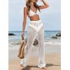 imageWomens Cover Up Beach Pants Hollow Out Drawstring High Elastic Waist Swimsuit Beach Cover Up PantsWhite