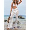 imageWomens Cover Up Beach Pants Hollow Out Drawstring High Elastic Waist Swimsuit Beach Cover Up PantsWhite