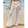 imageWomens Cover Up Beach Pants Hollow Out Drawstring High Elastic Waist Swimsuit Beach Cover Up PantsWhite