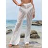 imageWomens Cover Up Beach Pants Hollow Out Drawstring High Elastic Waist Swimsuit Beach Cover Up PantsWhite