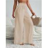 imageWomens Cover Up Beach Pants Sheer Mesh Drawstring Wide Leg High Waist Bikini Swimsuit CoverupsApricot