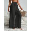 imageWomens Cover Up Beach Pants Sheer Mesh Drawstring Wide Leg High Waist Bikini Swimsuit CoverupsBlack