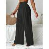 imageWomens Cover Up Beach Pants Sheer Mesh Drawstring Wide Leg High Waist Bikini Swimsuit CoverupsBlack