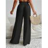 imageWomens Cover Up Beach Pants Sheer Mesh Drawstring Wide Leg High Waist Bikini Swimsuit CoverupsBlack