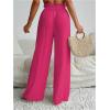imageWomens Cover Up Beach Pants Sheer Mesh Drawstring Wide Leg High Waist Bikini Swimsuit CoverupsHot Pink