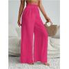 imageWomens Cover Up Beach Pants Sheer Mesh Drawstring Wide Leg High Waist Bikini Swimsuit CoverupsHot Pink