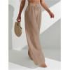 imageWomens Cover Up Beach Pants Sheer Mesh Drawstring Wide Leg High Waist Bikini Swimsuit CoverupsKhaki