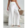 imageWomens Cover Up Beach Pants Sheer Mesh Drawstring Wide Leg High Waist Bikini Swimsuit CoverupsWhite