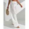 imageWomens Cover Up Beach Pants Sheer Mesh Drawstring Wide Leg High Waist Bikini Swimsuit CoverupsWhite
