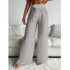 imageWomens Cover Up Beach Pants Tie Front Mesh Wide Leg Loose Bathing Suit Beach Cover Up PantsLight Grey