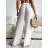 imageWomens Cover Up Beach Pants Tie Front Mesh Wide Leg Loose Bathing Suit Beach Cover Up PantsPlain White
