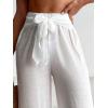 imageWomens Cover Up Beach Pants Tie Front Mesh Wide Leg Loose Bathing Suit Beach Cover Up PantsPlain White