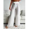 imageWomens Cover Up Beach Pants Tie Front Mesh Wide Leg Loose Bathing Suit Beach Cover Up PantsPlain White