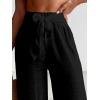 imageWomens Cover Up Beach Pants Tie Front Mesh Wide Leg Loose Bathing Suit Beach Cover Up PantsPure Black