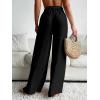 imageWomens Cover Up Beach Pants Tie Front Mesh Wide Leg Loose Bathing Suit Beach Cover Up PantsPure Black
