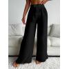 imageWomens Cover Up Beach Pants Tie Front Mesh Wide Leg Loose Bathing Suit Beach Cover Up PantsPure Black